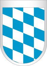 Wappen mit weiß-blauen Rauten auf silbernem Schild, bekannt aus Bayern, Deutschland.