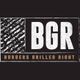 Black and white logo with "BGR: Burgers Grilled Right" text and flag design.