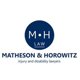Logo for Matheson & Horowitz, injury and disability lawyers, with blue and white text.