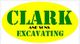 Yellow oval logo with green text "Clark and Sons Excavating."