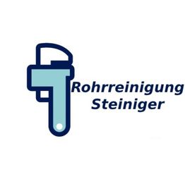 Ein hellblauer Schraubenschlüssel neben dem Text "Rohrreinigung Steiniger".