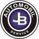 Logo mit schwarzem Kreis, darauf "AUTOMOBIL SERVICE" und ein weißes "JB" auf blauem Hintergrund.