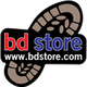 Logo met tekst "bd store" en een schoenafdruk. Website vermeld: www.bdstore.com.