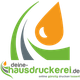 Logo von "deine-hausedruckerei.de" mit grünem, grauem und orangem Design.