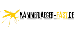 Logo: Gelbe Mücke links neben dem Schriftzug "KAEMMERAERGER-FAST.DE" in schwarzer und gelber Schrift.