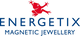 Logo von Energetix mit rotem Frosch und Text "Magnetic Jewellery".