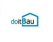 Logo mit dem Text "doitBau" im Schriftzug und einem stilisierten Hausumriss in Blau.