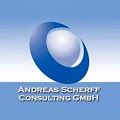 Das Logo der Andreas Scherff Consulting GmbH mit blauem und weißem Kreis auf blauem Hintergrund.