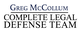 Greg McCollum Complete Legal Defense Team logo with blue text.