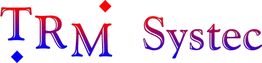 Logo mit Text "TRM Systec" in blauen und roten Buchstaben mit Rauten-Symbolen darüber und darunter.