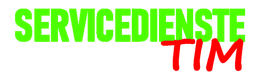 Textlogo "SERVICEDIENSTE TIM" in grüner und roter Schrift.