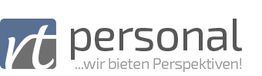 Logo: "rt personal" mit Slogan "wir bieten Perspektiven!" in Grau und Blau.
