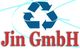 Logo der Jin GmbH mit Recycling-Symbol und blauem Hintergrund.