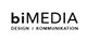 Logo mit Text "biMEDIA DESIGN | KOMMUNIKATION" in Schwarz auf weißem Hintergrund.