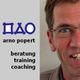 Bild eines Mannes neben Text: "DAO, arno popert, beratung training coaching".