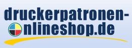 Logo mit Text "druckerpatronen-onlineshop.de" und einem farbigen Kreis links des Textes.