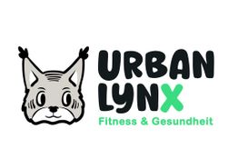 Logo mit gezeichneter Luchsfigur, Text: "Urban Lynx Fitness & Gesundheit".