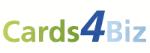 Logo mit dem Text "Cards4Biz" in Grün und Blau.