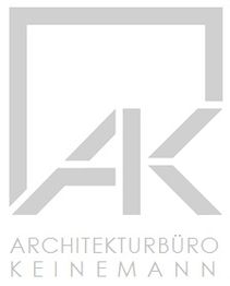 Logo mit den Buchstaben AK und Text "Architekturbüro Keinemann" in grauer Schrift.