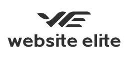 Logo mit stilisierten Buchstaben "WE" und dem Text "website elite" darunter.