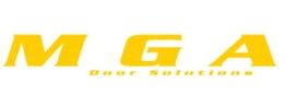 Yellow "MGA Door Solutions" logo on a white background.