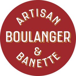 Texte en cercle rouge: "Artisan Boulanger & Banette".