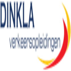 Logo met tekst "Dinkla verkeersopleidingen" en een rood-gele boog eronder.