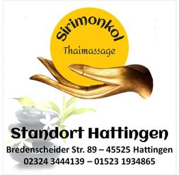 Sirimongkol Thaimassage, Handstatue, Blumen, Standort Hattingen, Bredenscheider Str. 89, Telefonnummern.