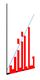 Grafik mit roten, vertikalen Balken und einer blauen steigenden Linie auf weißem Hintergrund.