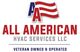 Logo for All American HVAC Services LLC, veteran-owned and operated, with a flag design.