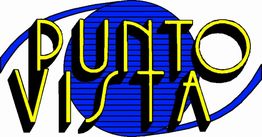 Logo "Punto Vista" con scritte gialle e sfondo blu.