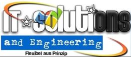 Logo mit Text "IT Solutions and Engineering" in bunten Buchstaben. Slogan: "Flexibel aus Prinzip".