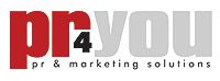 Logo mit Text "pr4you" und Untertitel "pr & marketing solutions".