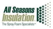 Logo with text: "All Seasons Insulation - The Spray Foam Specialists" with hexagonal pattern.