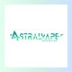 Logotipo de Astral Vape Distribution con cohete y diseño en tonos verde y azul.