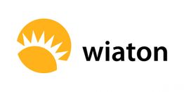 Gelbes Symbol einer Sonne neben dem Text "wiaton" auf weißem Hintergrund.