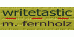 Schriftzug "writetastic m. fernholz" auf grünem Hintergrund.