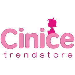 Rosa "Cinice Trendstore"-Logo mit Kindersilhouette über dem "i".