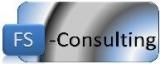 Logo mit blauem "FS" und Text "Consulting" auf grauem Hintergrund.