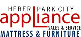 Logo of Heber Park City Appliance Sales & Service, Mattress & Furniture in red and blue text.