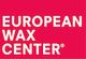 Logo with white text "European Wax Center" on a bright red background.