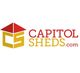 Capitol Sheds logo with red roof and stylized yellow letters "CS" beside the text.