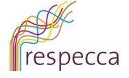 Logo mit bunten Linien über dem Schriftzug "respecca".