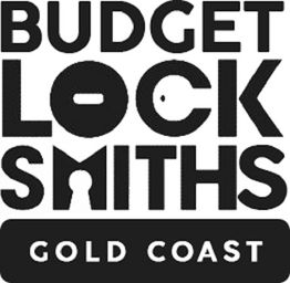 Budget Locksmiths Gold Coast logo with keyhole designs in letters.