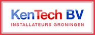Logo van KenTech BV, installateurs in Groningen met blauwe en rode tekst.