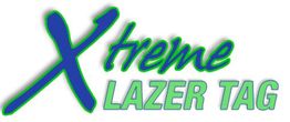 "Xtreme Lazer Tag" logo with green and blue stylized text.