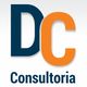 Logotipo com as letras "DC" sobrepostas, em cores azul e laranja, escrito "Consultoria" abaixo.
