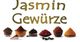 Verschiedene Gewürze in Schalen unter dem Schriftzug "Jasmin Gewürze" auf weißem Hintergrund.