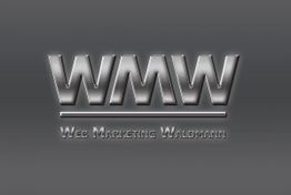 Logo mit den Buchstaben WMW, darunter der Text "Web Marketing Waldmann" auf grauem Hintergrund.