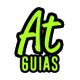 Texto "At GUIAS" en verde con borde negro.